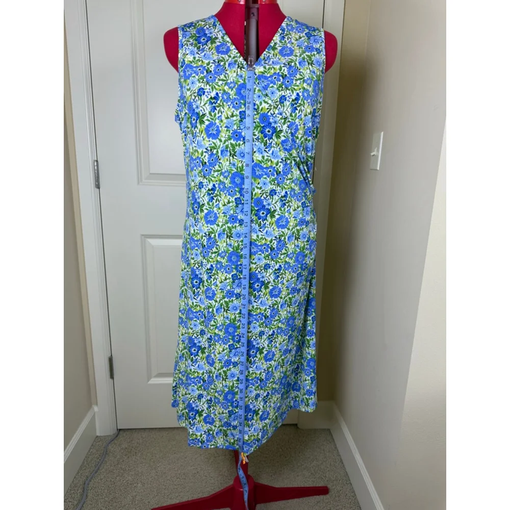 NWT Women's By Design Blue Green Floral Midi Wrap Dress Plus Size 1X - Picture 9 of 14